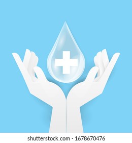 droplet alcohol or soup top two human hand, wash your hand. personal hygiene,healthcare, disease protection, coronavirus,covid-19