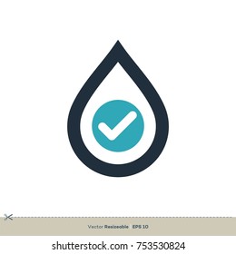 Droplet Check mark Icon Logo Template Illustration Design. Vector EPS 10.