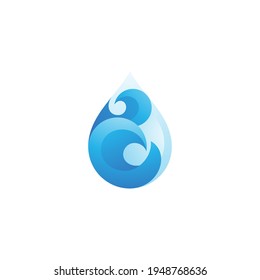 Droplet and Curl Water Wave Logo