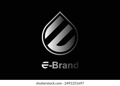 Droplet E Logo Design. Letter E logo with water drop design concept. Creative and modern design. Simple and flat which is easy to apply in any media.