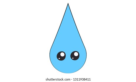 Droplet funny character. Drop smile sticker