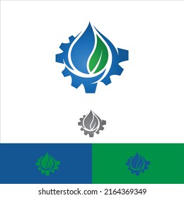 Droplet with gear and leaf for your business company. Vector illustration EPS.8 EPS.10