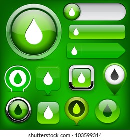 Droplet green design elements for website or app. Vector eps10.