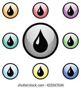 Droplet Icon Glass Button Icon Set