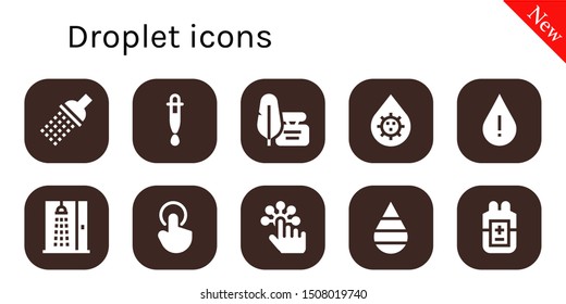 droplet icon set. 10 filled droplet icons.  Collection Of - Shower, Dropper, Ink, Blood, Drop, Tap icons
