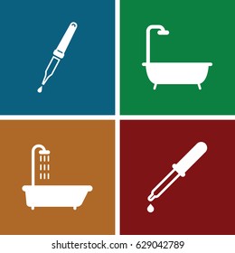 Droplet icons set. set of 4 droplet filled icons such as shower