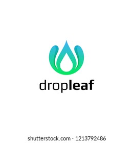 Droplet leaf green nature logo template agriculture aquaculture technology simple modern