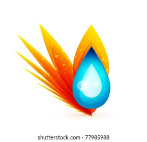 Droplet and leaf. Vector nature illustration