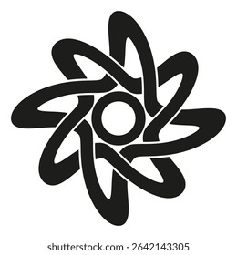 Droplet petal flower. Black abstract icon. Vector floral shape. Symmetric organic form