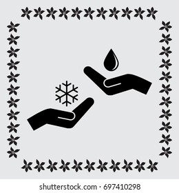 droplet and snowflake vector icon