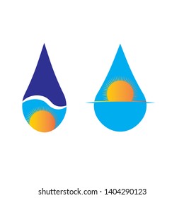 Droplet and Sun Logo Template - Vector
