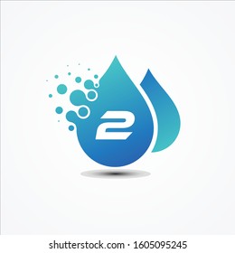 Droplet vector design with letter 2 symbol design minimalist. Letter 2 for your best business symbol. Vector illustration EPS.8 EPS.10
