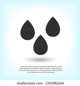 Droplet vector icon. Web design icon. Drop falls, water droplet. Drop of oil illustrator. Drop of rain icon. Vector EPS 10