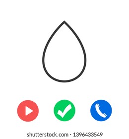 Droplet vector icon. Web design icon. Drop falls, water droplet. Drop of oil illustrator. Drop of rain icon. Vector EPS 10