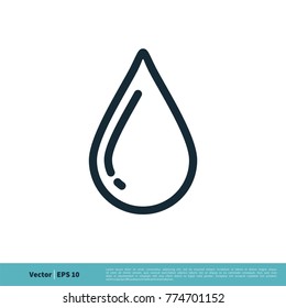 Droplet Water Line Art Icon Vector Logo Template Illustration Design. Vector EPS 10.