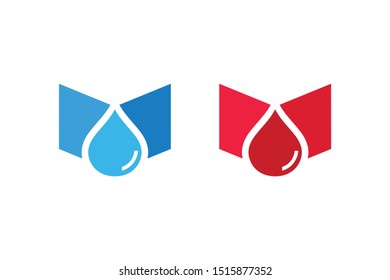 droplets concept with blue and red color, droplets logo template, droplets icon