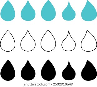 Droplets Set Flat Style icon, vector