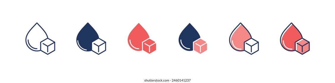 azúcar en la sangre bajada con azucar cube icon set diabetes enfermedad de la glucosa signo Ilustración vectorial