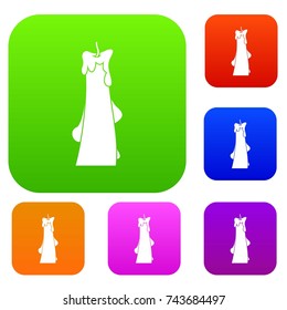 Dropped candle set icon color in flat style isolated on white. Collection sings vector illustration