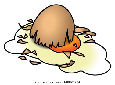 A dropped and cracked egg.