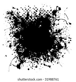 Dropped ink splat with halftone dots and room to add text