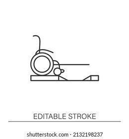  Dropped kerb line icon. Wheelchair accessible sidewalk. Inclusive road.Accessible city concept. Isolated vector illustration. Editable stroke