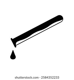 Dropped Liquid from Laboratory Flask Silhouette. Black and White Icon Design Elements on Isolated White Background