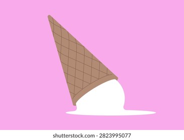 A dropped vanilla ice cream, an unfortunate accident concept