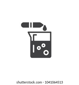 Dropper and beaker with fluid vector icon. filled flat sign for mobile concept and web design. Chemical experiment simple solid icon. Symbol, logo illustration. Pixel perfect vector graphics