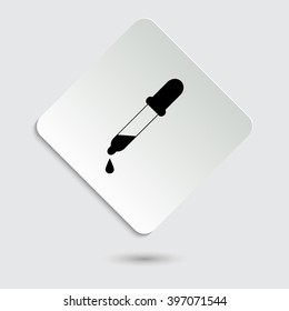 dropper - black vector icon  on a paper button
