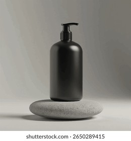 Dropper Bottle 3D Rendering White Blank Mockup,3d illustration of glass bottles unlabeled with dropper cap on rock with light background. Scene for advertising cosmetic,mockup for serum product,rock,