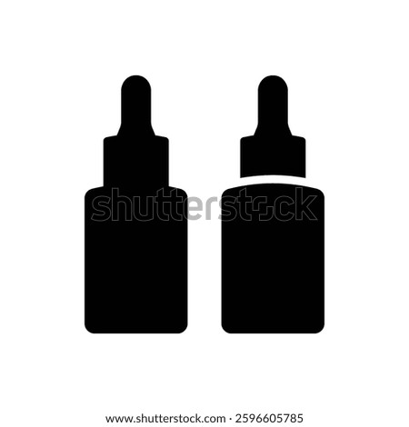 Dropper bottle black vector icon and symbol design