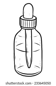 dropper and  bottle / cartoon vector and illustration, black and white, hand drawn, sketch style, isolated on white background.