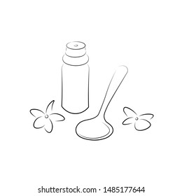 Dropper bottle essence and a Spoon. Line art