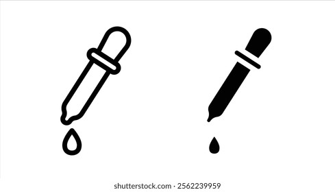 Dropper bottle Icon collection in filled and stroke style.