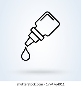 Dropper Bottle Icon In Line Design Style Isolated On White Background.