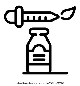 Dropper and bottle icon. Outline dropper and bottle vector icon for web design isolated on white background