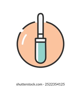 Dropper bottle icon. Dropper bottle icon with a single drop, representing essential oil or liquid medicine.