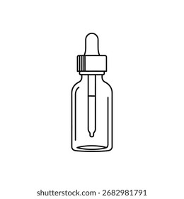Ilustração do vetor da arte da linha da garrafa do conta-gotas - Embalagem do óleo essencial ou do soro