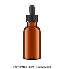 Dropper bottle mockup isolated on white background. Vector illustration. Front view. Сan be used for cosmetic, medical and other needs. EPS10	
