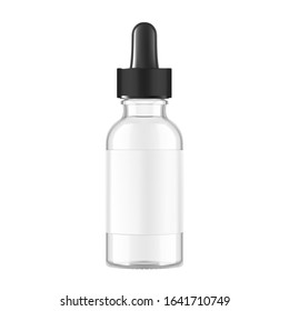 Dropper bottle mockup isolated on white background. Vector illustration. Front view. Сan be used for cosmetic, medical and other needs. EPS10	
