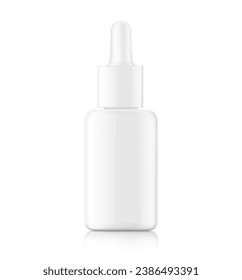 Dropper bottle mockup isolated on white background. Vector illustration. Front view. Сan be used for cosmetic, medical and other needs. EPS10.