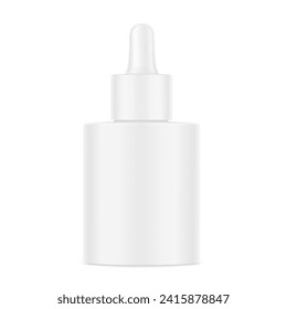 Dropper bottle mockup isolated on white background. Vector illustration. Front view. Сan be used for cosmetic, medical and other needs. EPS10.