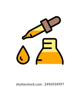 Dropper, bottle with pipette simple color icon. Beauty essence, serum or essential oil. Vector illustration for beauty shop.