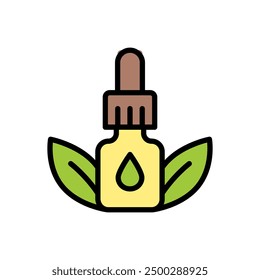 Dropper, bottle with pipette simple color icon. Beauty essence, serum or essential oil. Vector illustration for beauty shop.