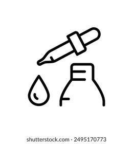 Dropper, bottle with pipette simple line icon. Beauty essence, serum or essential oil. Vector illustration for beauty shop.