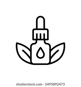 Dropper, bottle with pipette simple line icon. Beauty essence, serum or essential oil. Vector illustration for beauty shop.