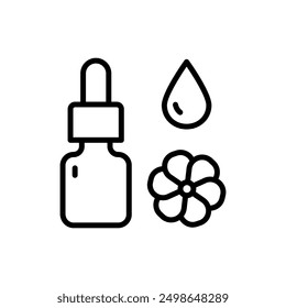 Dropper, bottle with pipette simple line icon. Beauty essence, serum or essential oil. Vector illustration for beauty shop.