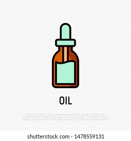 Dropper: bottle with pipette thin line icon. Beauty essence, serum or essential oil. Modern vector illustration for beauty shop.