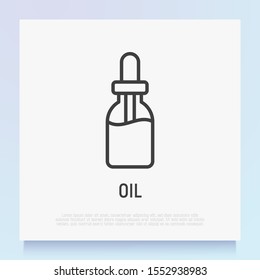 Dropper: bottle with pipette thin line icon. Beauty essence, serum or essential oil. Modern vector illustration for beauty shop.